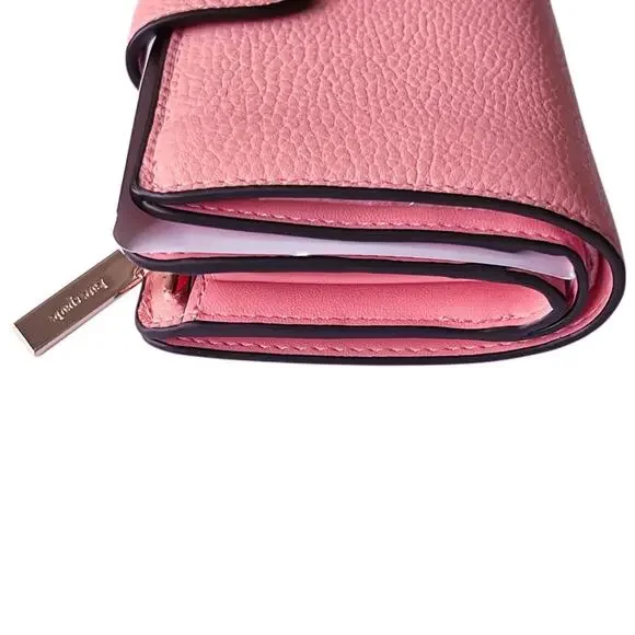 Kate Spade Leila Medium Compact Bifold Wallet Pebbled Leather Peachy Rose - Picture 6 of 12